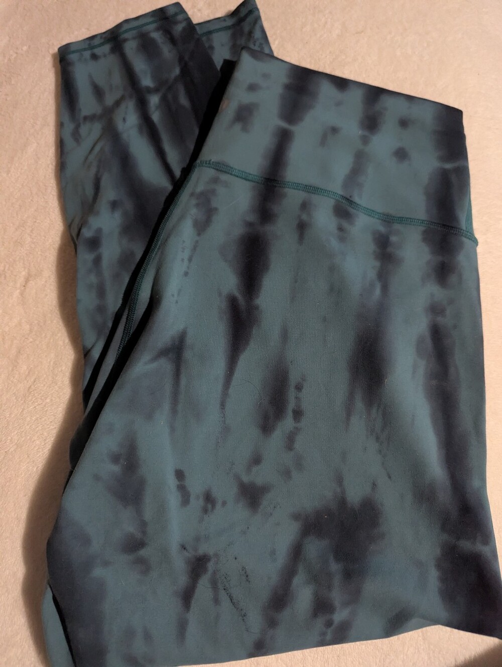Lululemon Tie-Dye High-Waist Leggings in Teal and Black